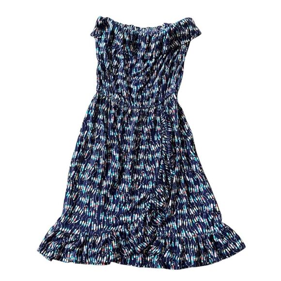 NEW Lilly Pulitzer Strapless Ruffle Popsicle Dress Navy - Picture 1 of 5